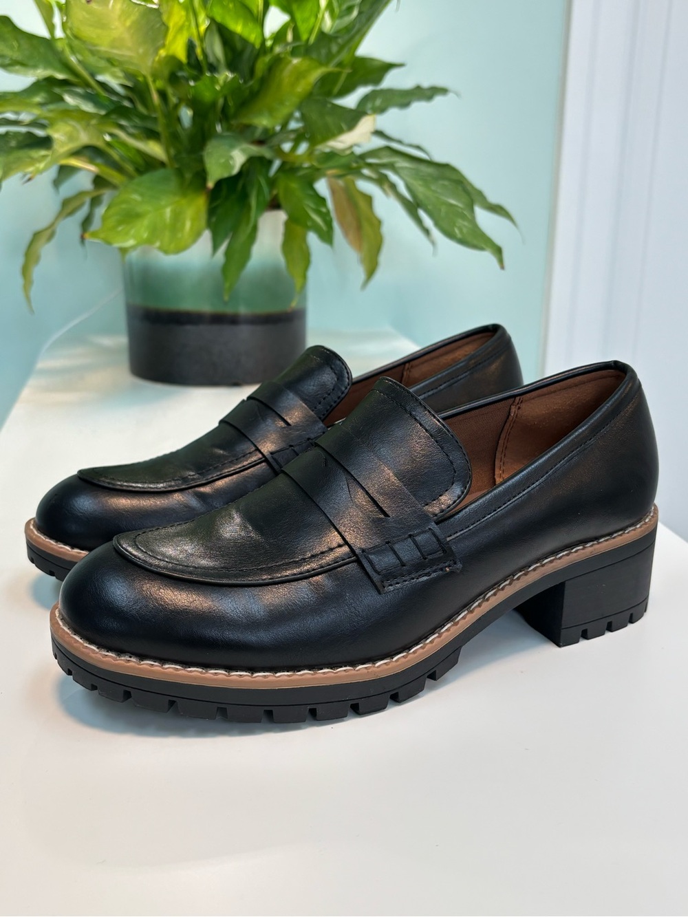 Black Faux Leather Penny Loafers | Women’s 7.5